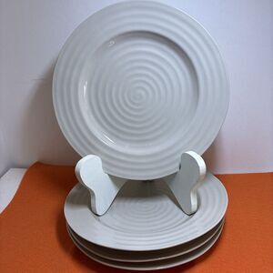 4 Sophie Conran Portmeirion Biscuit Beige Salad Plates Set Of 4 Swirl Design